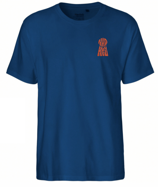 T-shirt bleu électrique brodé coeur logo Napkey orange